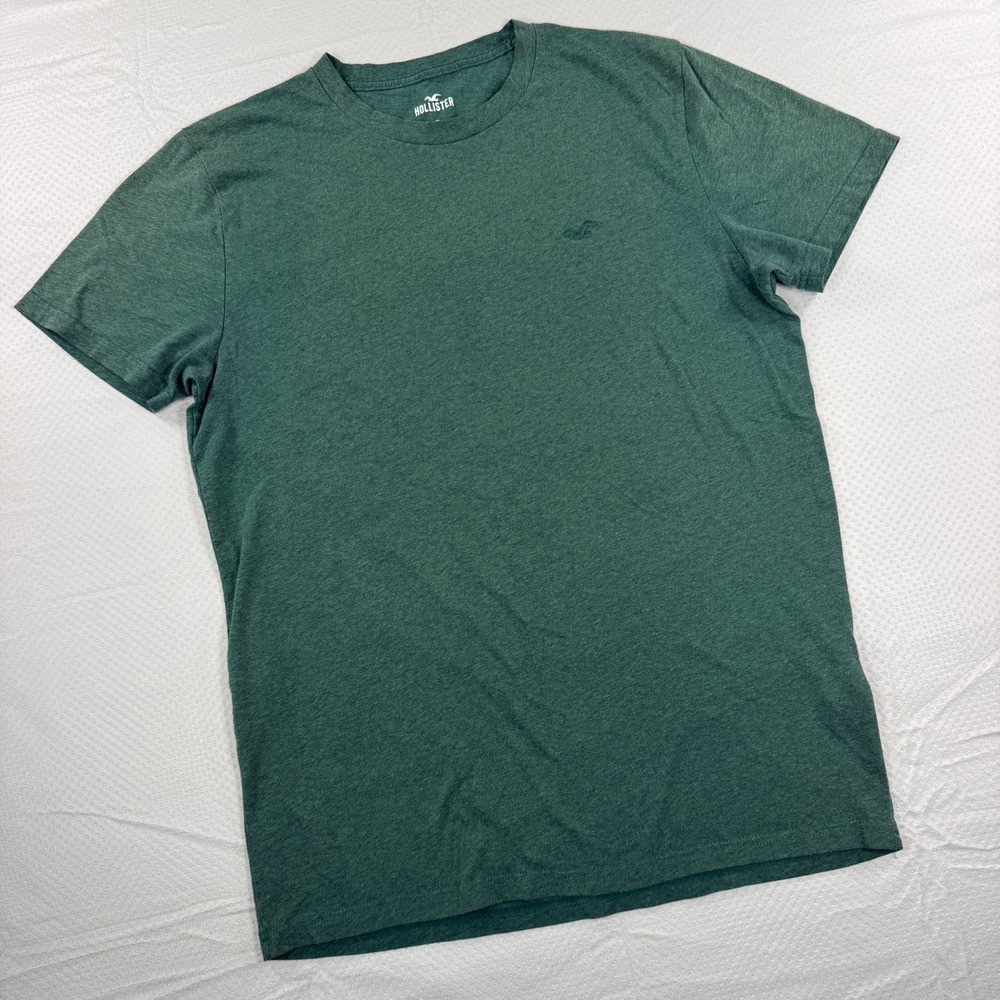 Hollister Mens M Green Heather T-Shirt Short Sleeve Embroidered Seagull Logo